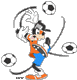 Goofy overwhelmed by soccer balls