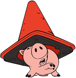 Hamm under a traffic cone