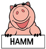 Hamm holding a sign with his name on it