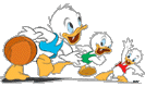 Huey, Dewey, Louie playing basketball