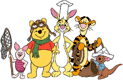Winnie the Pooh, Piglet, Rabbit, Tigger, Roo