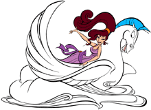 Meg and Pegasus on a cloud