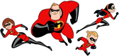 Mr. Incredible, Elastigirl, Violet, Dash