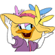 Wearing fanciful hat
