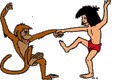 Mowgli dancing with monkey
