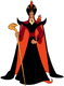 Jafar posing with his sceptre, Iago on his shoulder