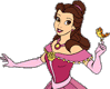 Belle with a bird on her finger