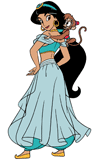 Jasmine with Abu on her shoulder