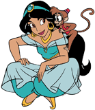 Jasmine with Abu on her shoulder
