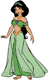 Jasmine wearing green dress