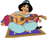 Jasmine playing the lute or guitar