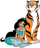 Jasmine sitting next to Rajah