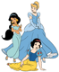 Snow White, Cinderella, Jasmine