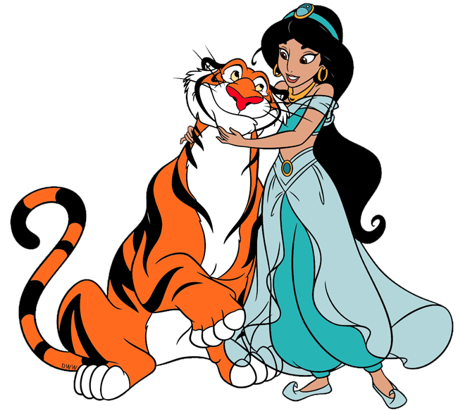 transparent images of Jasmine and her pet tiger Rajah from Disney's Al...