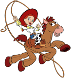 Jessie riding Bullseye with her lasso