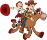 Jessie and Woody riding Bullseye
