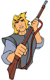 John Smith clutching his gun