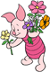 Piglet picking flowers