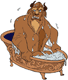 Beast taking a bath