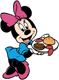 Minnie holding out platter of food