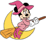 Minnie Mouse as witch on broom