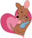 Kanga and Roo hugging inside a heart