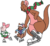 Kanga, Roo and Piglet ice skating