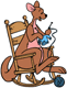 Kanga knitting Roo a sweater