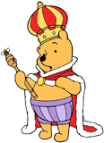 King Winnie the Pooh with crown and sceptre