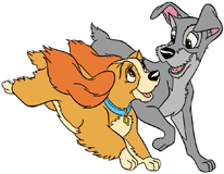 Lady and Tramp running side by side