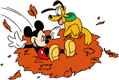 Mickey Mouse, Pluto in leaf pile