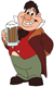 Lefou holding a beer mug