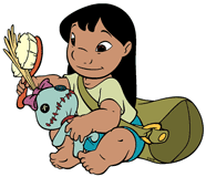 Lilo brushing Scrump's hair
