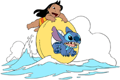 Lilo & Stitch in an inner tube
