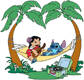 Lilo, Stitch on hamac