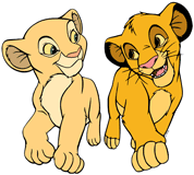 Simba and Nala walking side by side