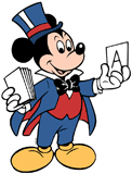 Magician Mickey Mouse performing a magic trick