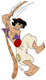 Aladdin swinging from rope