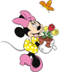 Minnie carrying pot of tulips
