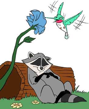 Flit with Meeko resting against a tree trunk