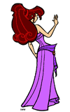 Meg waving, back view