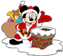 Mickey Mouse as Santa by the chimney