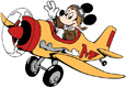 Mickey Mouse flying an airplane