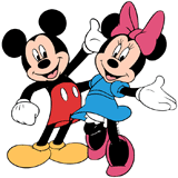 Mickey and Minnie Mouse side by side