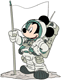 Mickey Mouse the astronaut planting a flag
