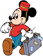 Mickey Mouse the bellhop carrying luggage