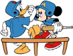 Mickey Mouse and Donald Duck playing baseball