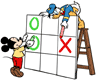 Mickey Mouse and Donald Duck playing tic-tac-toe