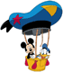 Mickey, Donald in hot air balloon