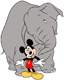 Mickey Mouse with an elephant